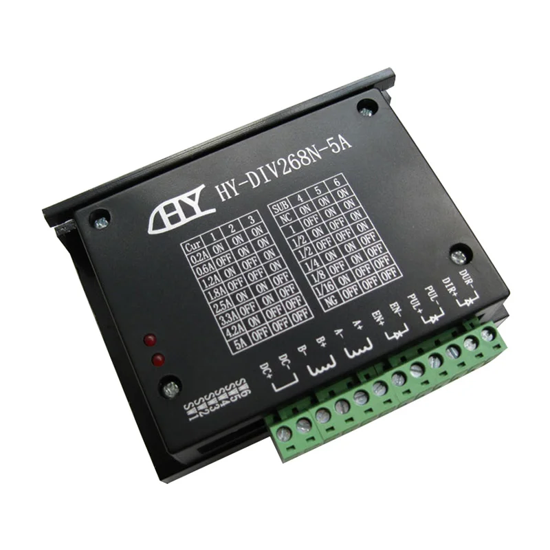 

HY-DIV268N-5A subdivision-type two-phase hybrid stepping motor drive using DC 12 ~ 48V power supply, suitable for drive