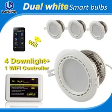 4x 12watt dual white ceiling downlight smartphone controlled CCT brightness adjustable +1x wifi bridge for android and ios phone