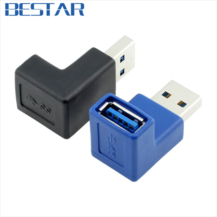 (2 шт./партия) 90 градусов прямоугольный разъем USB 3 0 типа папа на мама переходник