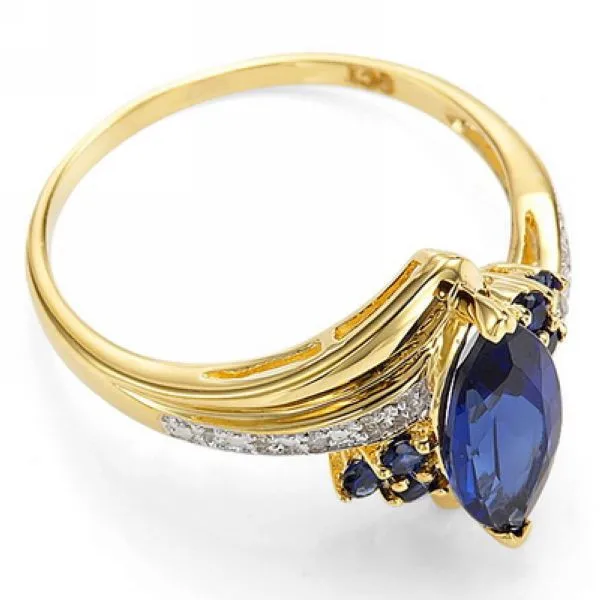 Мода дамы обручальные кольца 18 К позолоченные обручальное кольцо для женщин синий сапфир ювелирные изделия