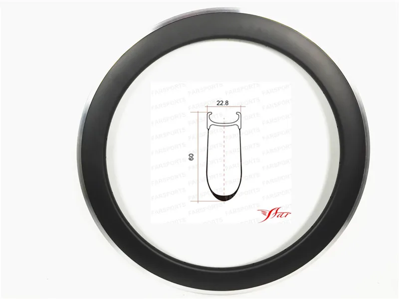 

Durable and stiffness carbon alloy wheels 60mm deep, 700C Farsports FSL60CA-23 carbon bike rims with disc braking track