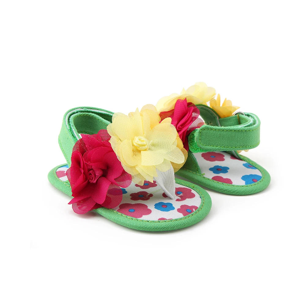 Delebao Newdsign Baby Sandals Yellow Flower Cotton Soft Sole Summer Sandals For 0-18 Months Baby Shoes