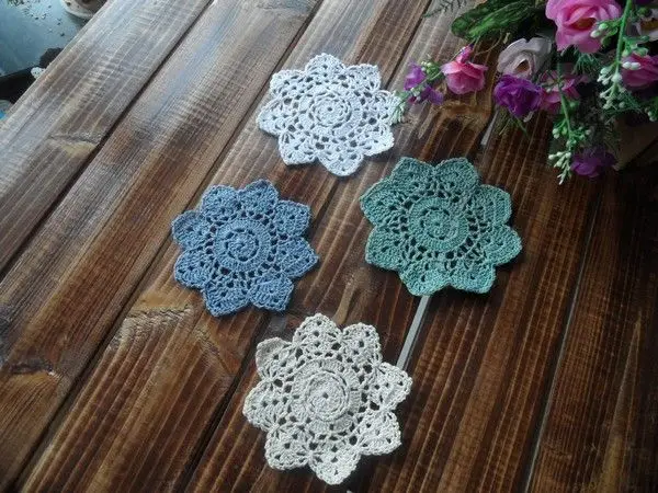 12 фото/лот вязаное крючком кружево, хлопок doilies star coaster для украшение на стол для дома коврик как Подстаканники Аксессуары для посуды