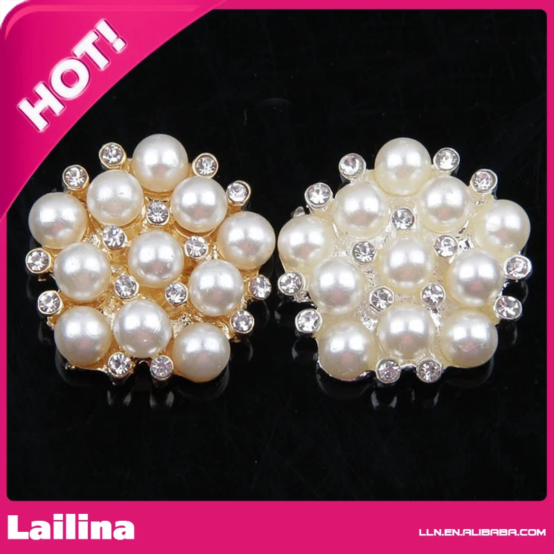 Мода hot продажи дизайн перлы rhinestone flatback кнопка для свадебные украшения