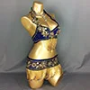 Сексуальный костюм для танца живота, ручной работы, танцевальный костюм, набор для выступлений, 6 цветов, 3 штуки(бюстгальтер, пояс и ожерелье - Color: blue