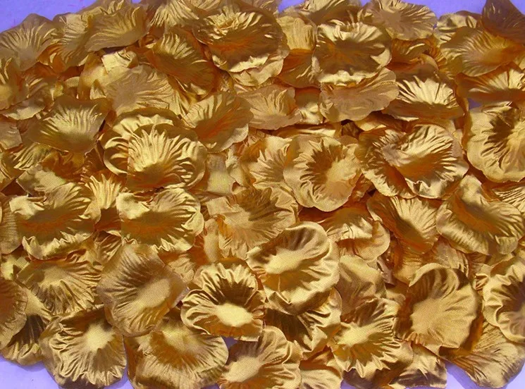 

Free Shipping 1200pcs/lot 5.5CM Artificial Silk Rose Petals For Wedding Favor Party Decoration Gold Artificial Flowers Petal