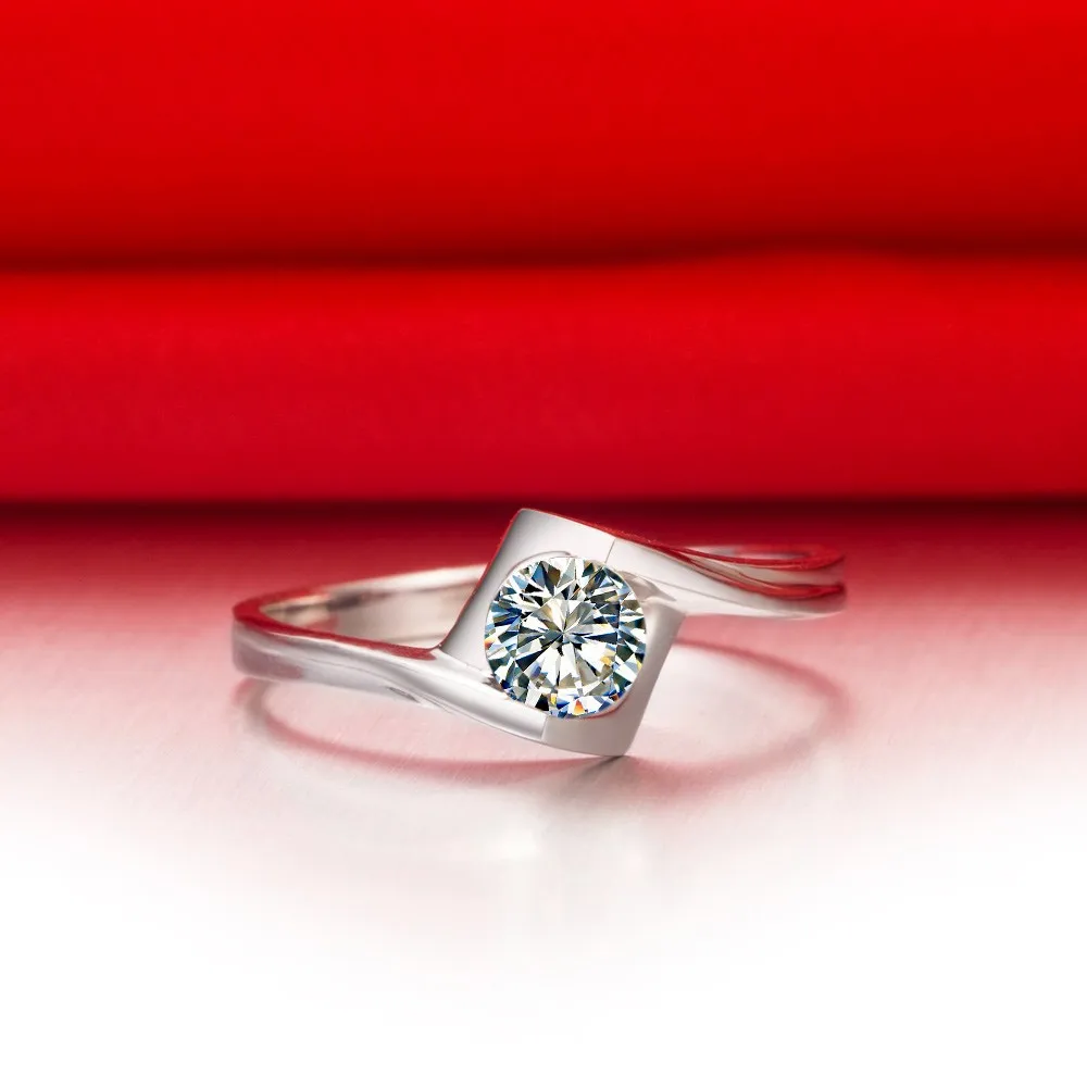 Придверный коврик стиль твердое 750 Золотое кольцо 0.5CT синтетические бриллианты кольцо ювелирные изделия из чистого золота для невесты хороший юбилей подарок для нее