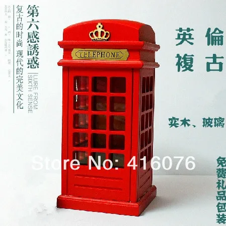 Винтаж Стиль деревянный Money Bank UK Postbox Форма монета Saver смешанный Цвет украшения дома Творческий подарок s2024
