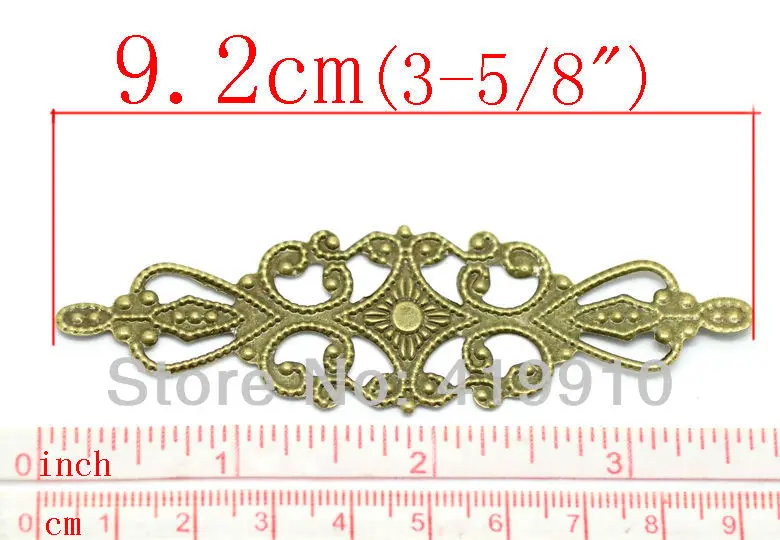 shipping-50Pcs с бронзовой филигранью под старину обертывания соединители металлические поделки подарок украшения DIY Результаты 9,2x2,8 см J0617