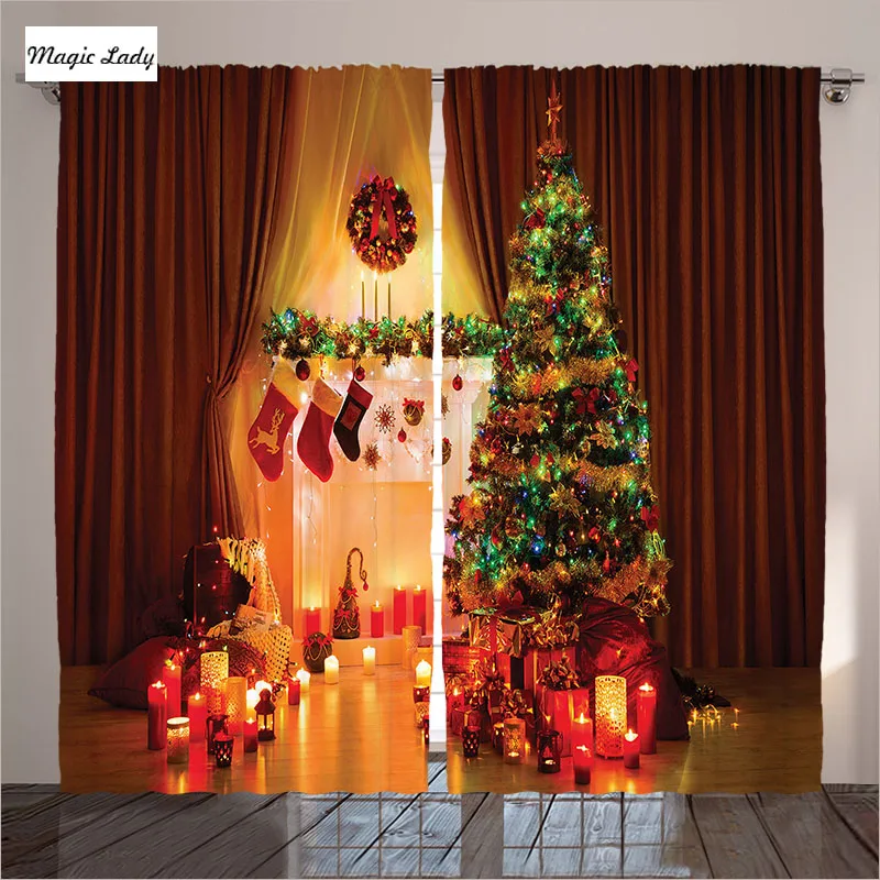 The Christmas tree curtain Christmas curtain Christmas photo printed