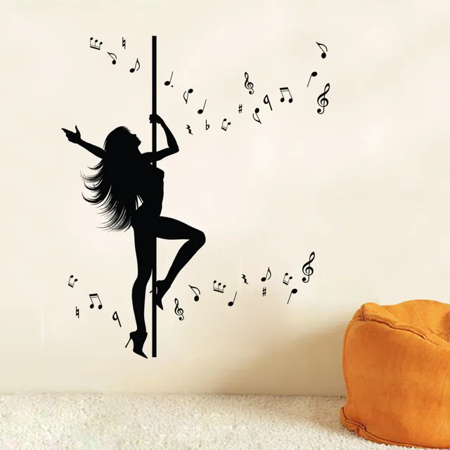 Y Pole Dancing Wall Art Mural Decor Sticker Creative Music Y Pole Dancing Wall Art Mural Decor Sticker Creative Music Note Decal Unique