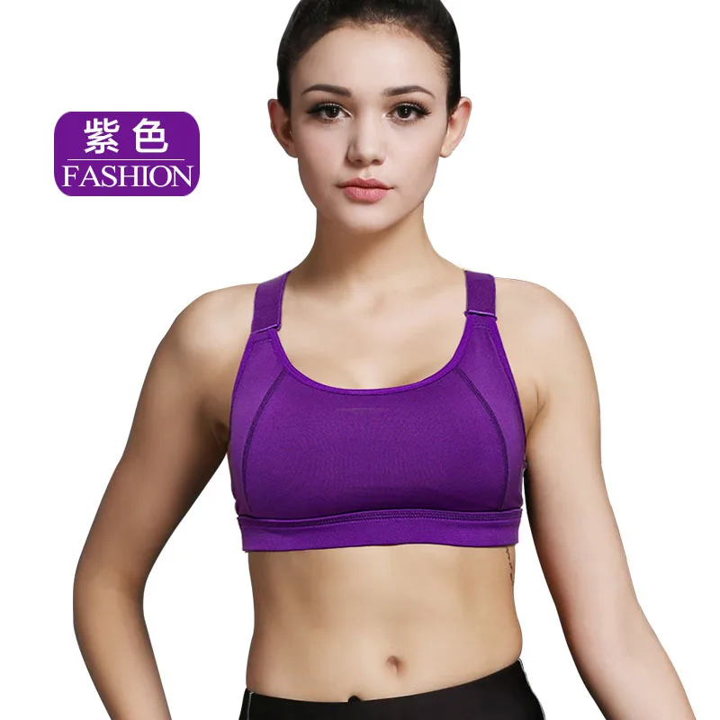 Леди Push Up Для женщин спортивный бюстгальтер для фитнеса Sexy бюстгальтер для йоги Для женщин мягкий провод работает обучение провода виброустойчивый бюстгальтер - Цвет: Фиолетовый
