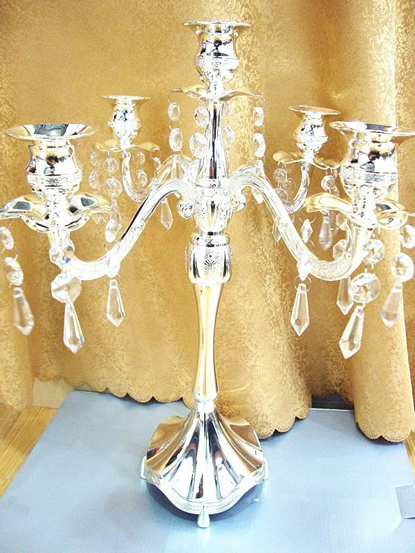 57 см женские босоножки на высоких каблуках 5 огни Свадебный канделябр в серебряном цвете, свадебная свеча стенд подсвечники 4 шт./лот