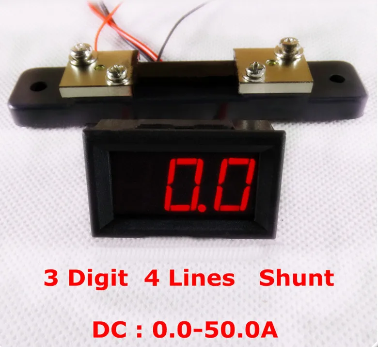 RD 0,5" Цифровой амперметр APM dc 0-50A 4 провода трехзначный измеритель тока панель с шунтом светодиодный дисплей Цвет [3 шт./лот]