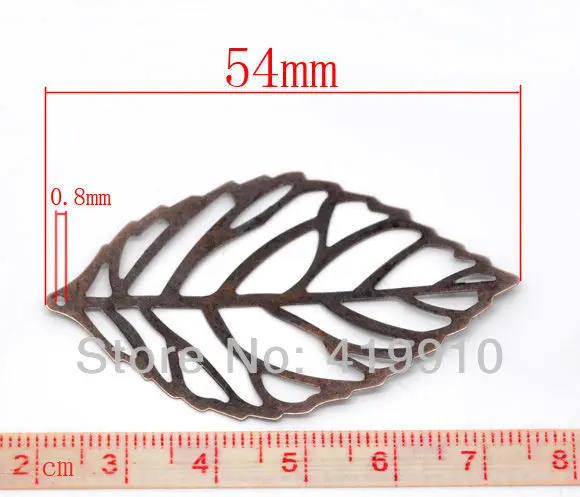 shipping-50Pcs, медный тон, филигранный листок, украшения из металла, сделай сам, фурнитура 54x32 мм J0027