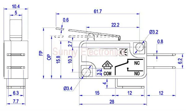 Микровыключатель цепи 6a 250vac микро-переключатель SPDT концевой выключатель