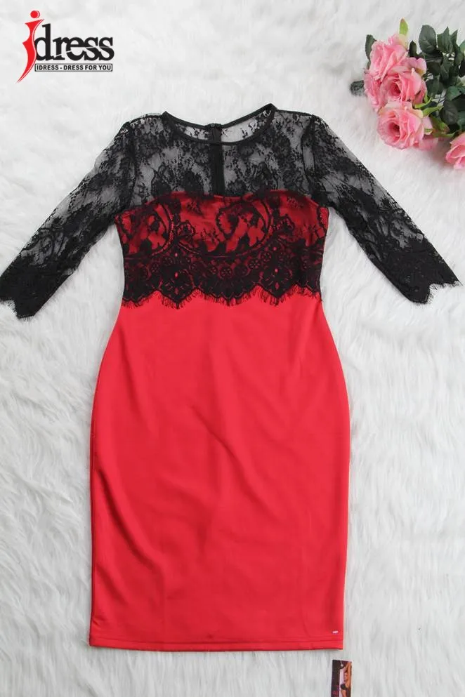 LACE PATCHWORK KNEE LENGTH WORK TO WEAR WOMEN DRESS (6)