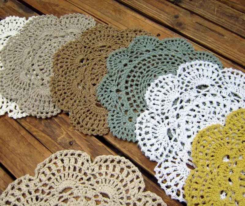 Хлопок Hand Made Красочные Салфетка коврики крючком коврик, чашки площадку, coaster 20x20 см круглый 20 шт./лот