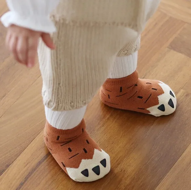 Мягкие зимние теплые детские носки тапочки для новорожденных мальчиков и девочек Нескользящие носки детские носки-тапочки S/M
