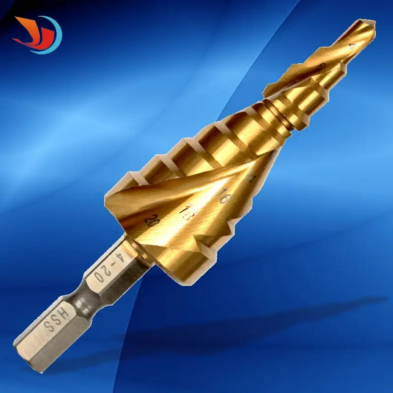 HSS 6542 Hex Shank 4 20MM Spiral Groove Metal Step Cone Drill Bit Stainless Steel Hole