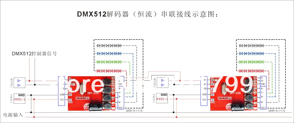 DM-101; 4 канала RGBW DMX, пост. Ток декодер, DC12-24V вход переменного тока, 300ma* 4 канальный выход