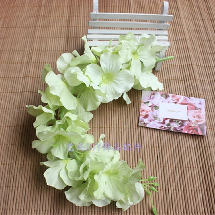 50PCS Artificial Hydrangea Wisteria Flower For DIY Simulation Wedding Arch Square Rattan Wall Hanging Basket Can Be Extension - Цвет: Light green