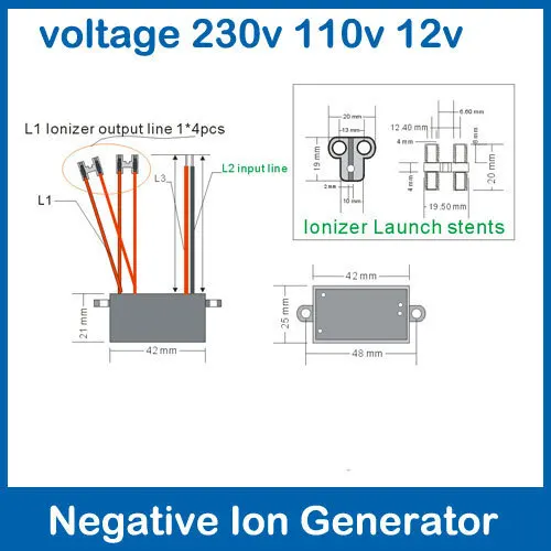 AC110V/220 V DC diy части очистителя воздуха ионизатор генератор анионов отрицательных ионов 4 карбоновая головка щетки 24 миллионов свежего кислорода