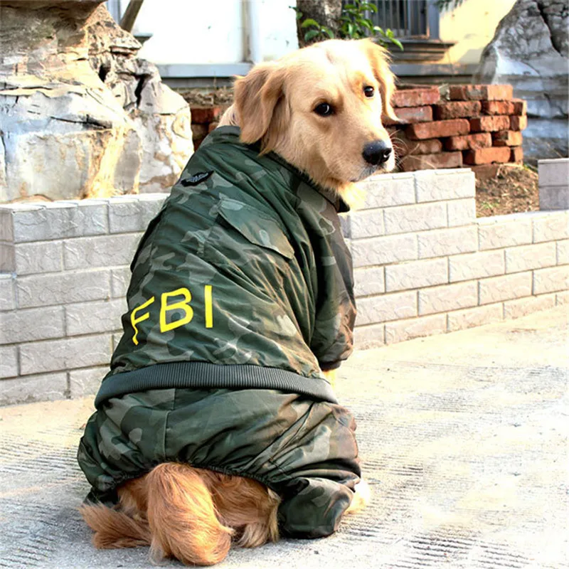 Clearance!!! Army Green Camouflage FBI Large Dogs Clothes Autumn&Winter