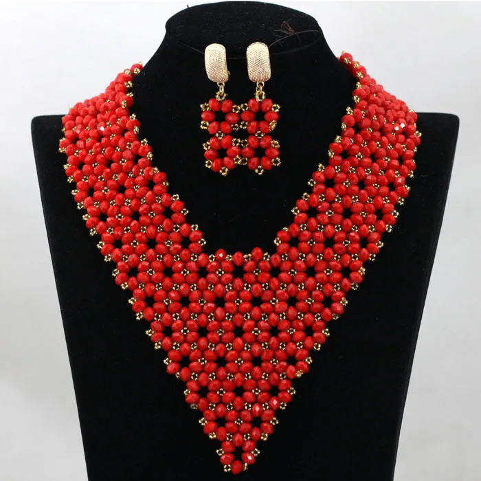 Simple Silver Crystal Party Statement Jewelry Set Chunky Bib Wedding Nigerian Jewelry Set Lady Birthday Gift Free shipping WD038