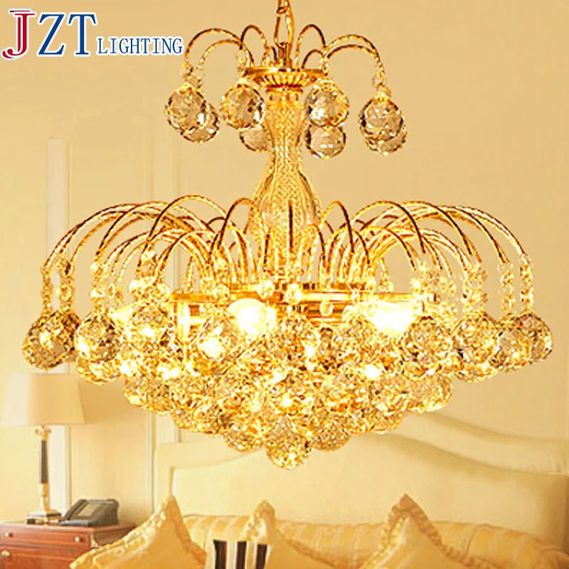 

M Best Price European Luxury Golden Round Crystal Chandeliers Light Home Foyer Lamps Hotel Restaurant Clubs Bedroom Droplights
