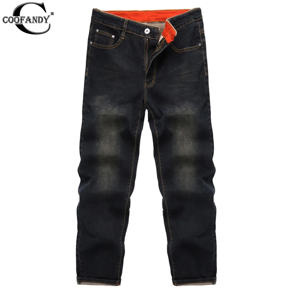 Coofandy Новый Для мужчин модные Талия Zip Fly 5 карманов Regular Fit Джинсы для женщин деним цвет: черный, синий тонкий прямой промывают Для мужчин S