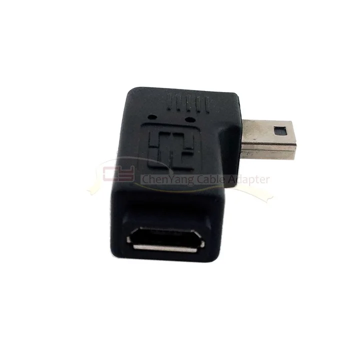 10 шт./партия, 90D градусов, левый или правый угловой мини USB штекер для Micro USB Женский адаптер для зарядного устройства