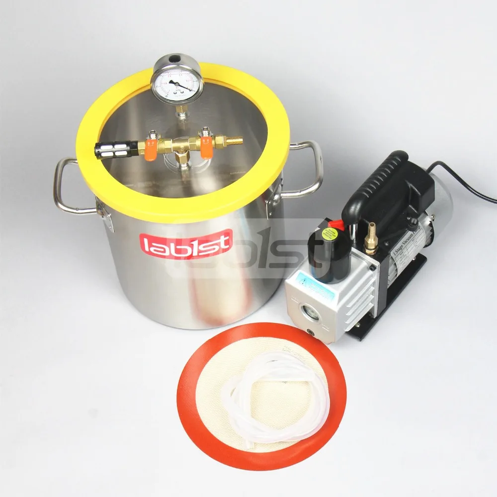 Вакуумная камера 3 2 галлонов (12.3L) комплект с вакуумным насосом 3CFM (1.4L/s) 110 В 25 см *