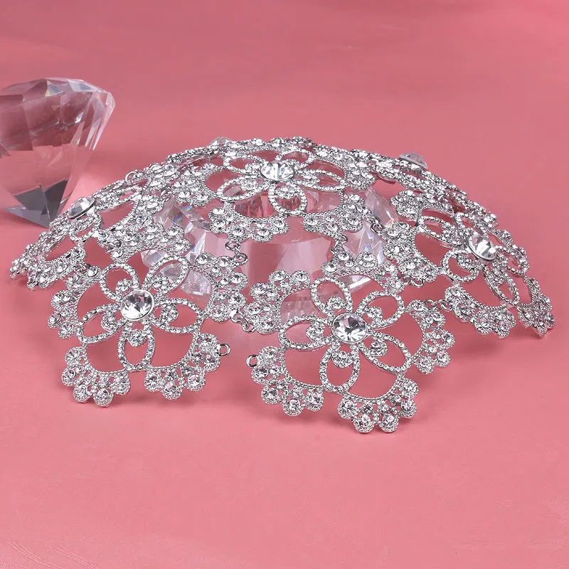 Luxo total de cristal headbands Folha de prata Coroa Tiara Do Casamento de Cristal Liga Rainha Princesa Coroa de Noiva Acessórios Para o Cabelo (14)