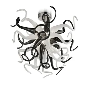 

Modern Flower Chandelier White and Black Hand Blown Murano Glass for Bar