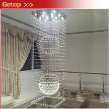 ZX Modern K9 Crystal Chandelier Hanging Wire Ball Pendant Lamp GU10 LED Light Double Entry Stair Parlor Hotel Hall Restaurant ZX Modern K9 Crystal Chandelier Hanging Wire Ball Pendant Lamp GU10 LED Light Double Entry Stair Parlor Hotel Hall Restaurant