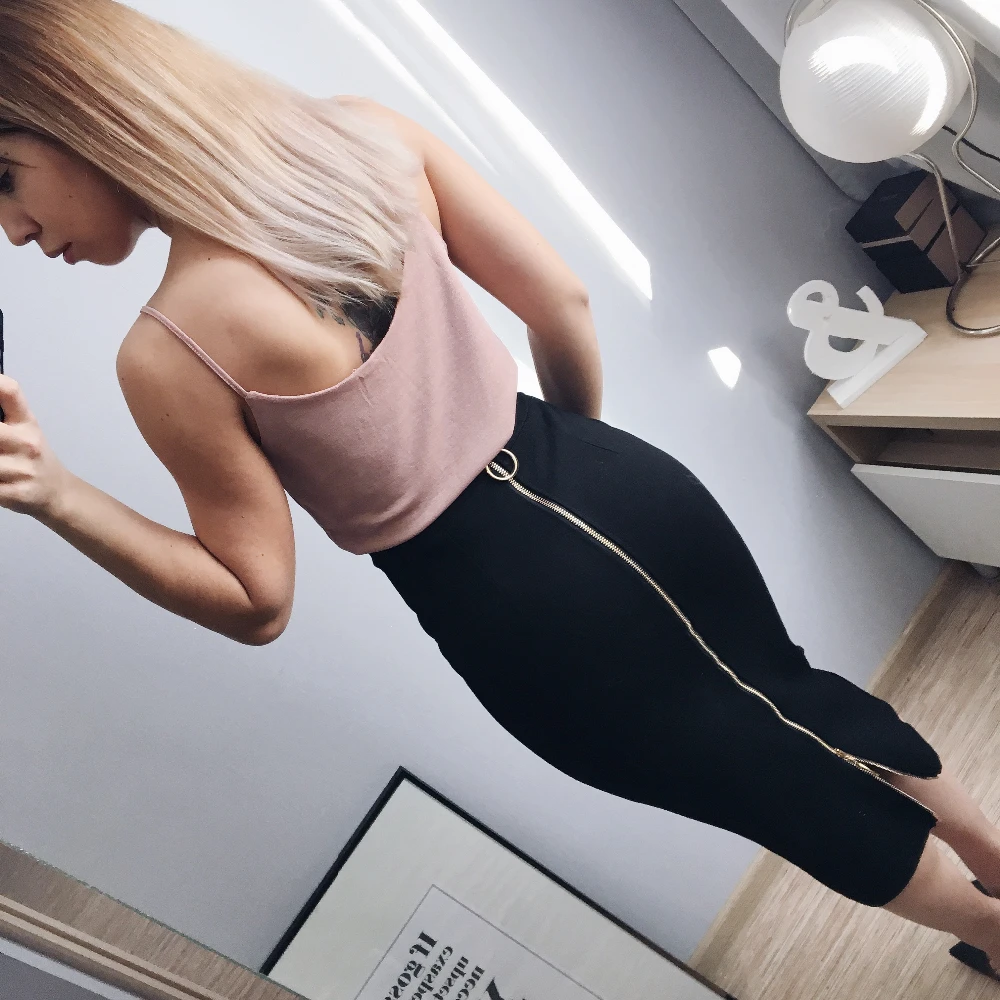 5XL Plus Size Women Pencil Skirts Autumn 2016 Elegant High Waist Bodycon Skirt Korean Fashion Zipper Elastic Work Office Skirt