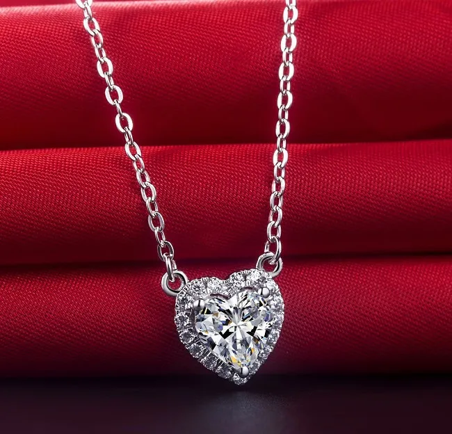 2Ct приятная любовь кулон для ее 925 пробы серебряные подвески для влюбленных лучший рождественский подарок для возлюбленной