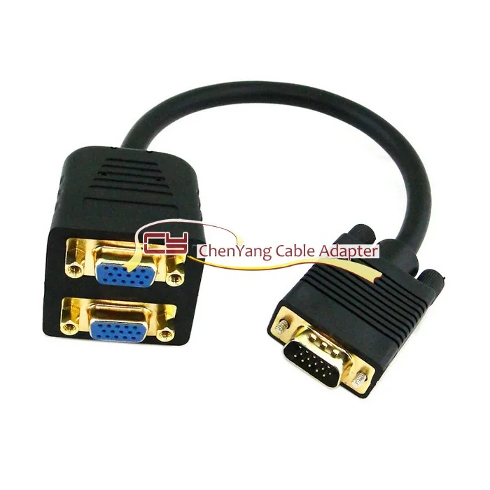 CY Chenyang VGA RGB SVGA Мужской на 2 VGA HD 15 женский сплиттер адаптер удлинитель Черный