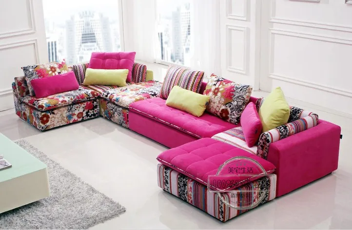 U Best High Quality Sectional Sofa Pink Fabric 6 Seat Compenhagen Set Reversible Chaise In Living Room Sofas From Furniture