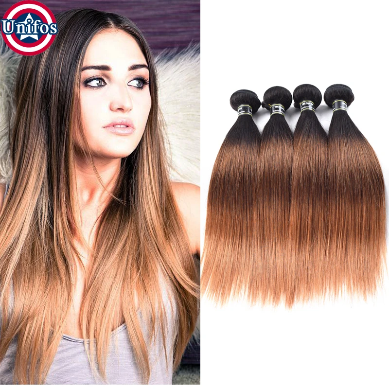 

Brazilian Virgin Hair straight Ombre Human Hair 4pcs Unprocessed Virgin Brazilian Hair Weave 1b4 30 Ombre Straight Hair Bundles