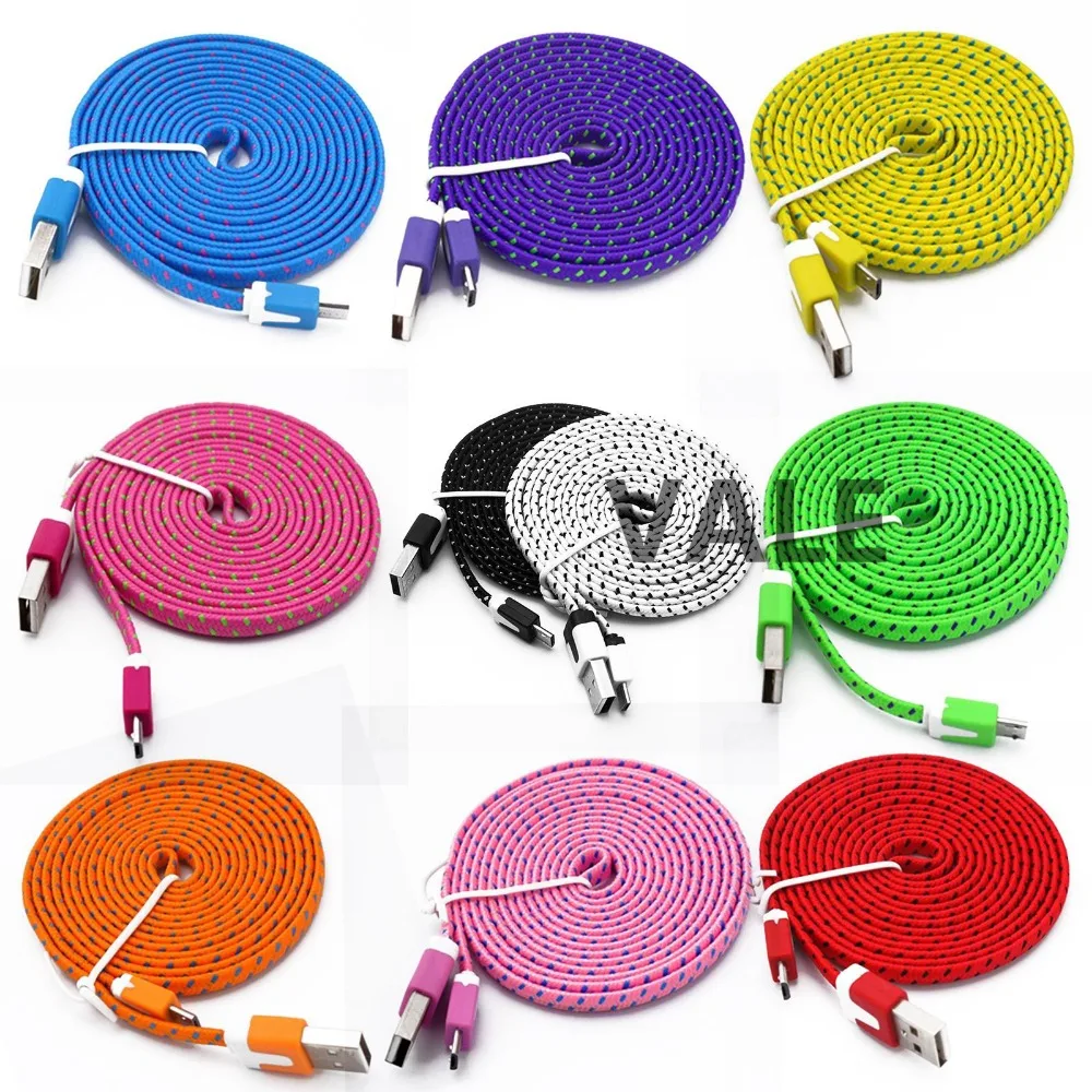  3M/10FT Extra Long Hemp Rope Braided Flat USB Charger Data Sync Cable For iPhone 5S 5C 6 6S Plus iPad /For Samsung Android Phone 