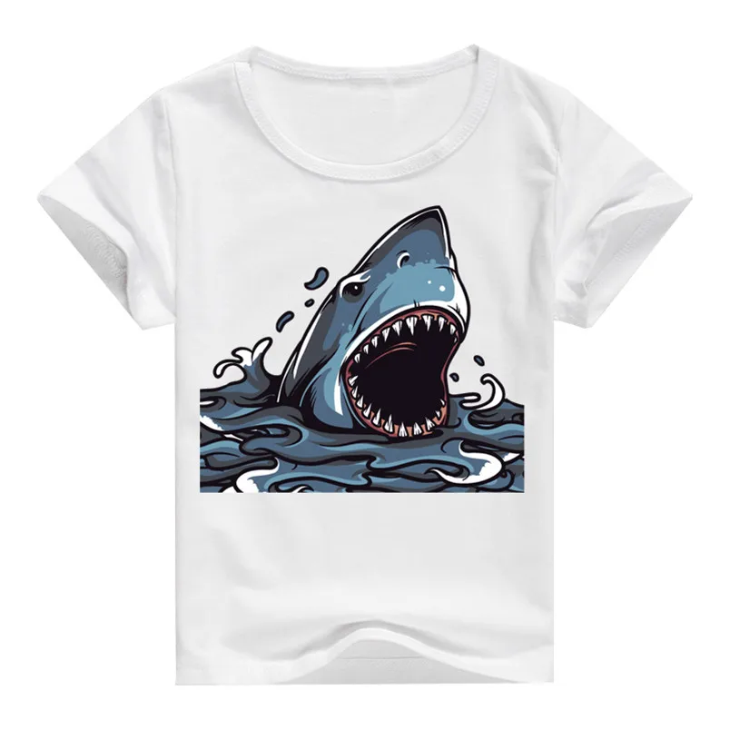 Kids Clothes Boys T Shirt Terror Shark Boy Girl Clothes T Shirt White font b Children
