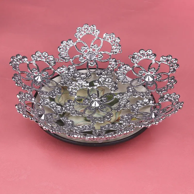 Luxo total de cristal headbands Folha de prata Coroa Tiara Do Casamento de Cristal Liga Rainha Princesa Coroa de Noiva Acessórios Para o Cabelo (15)
