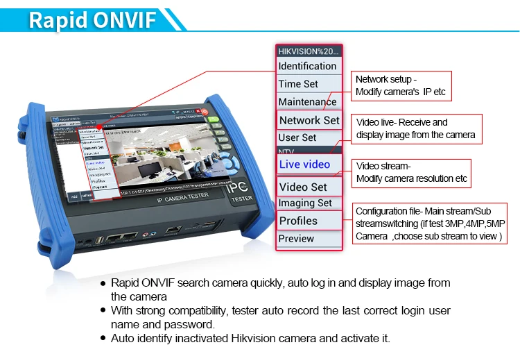 Ipc8600movtadhs новый 7 дюймов сенсорный экран CCTV тестер для 4 К, H.265, поддерживает IP, CVI, TVI, AHD, аналоговые камеры все в одном тестер