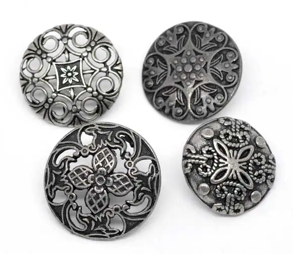 DoreenBeads Смешанное резное античное серебро пошив металлические кнопки 23-28 мм, 50 штук, новинка