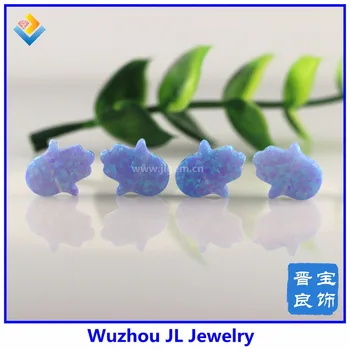 

2PCS 11x13mm Synthetic OP06 Light Blue Opal Hamsa Fatima Charm Opal Bead