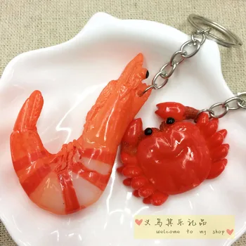 

FREE shipping by FEDEX 100pcs/lot Novelty Resin Lobster Crab Keychains Seafood Keyrings for Promotion Gifts