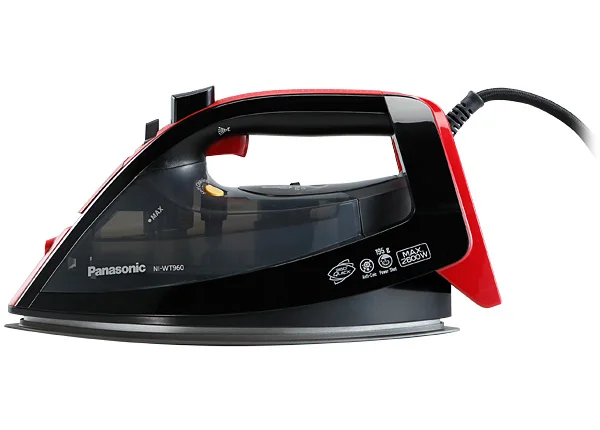Panasonic NI-WT960RTW утюг с паром, функция парового удара(195 гр/мин), система защиты от накипи, функция самоочистки, система защиты от подтеков, функция вертикального отпаривания, парорегулятор 3 режима, шнур 2,5м