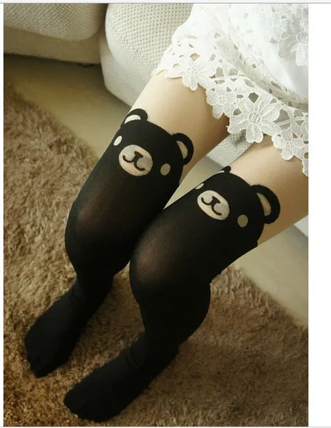 2 шт. модные новые женские колготки с изображением кота и хвоста, носки с изображением медведя